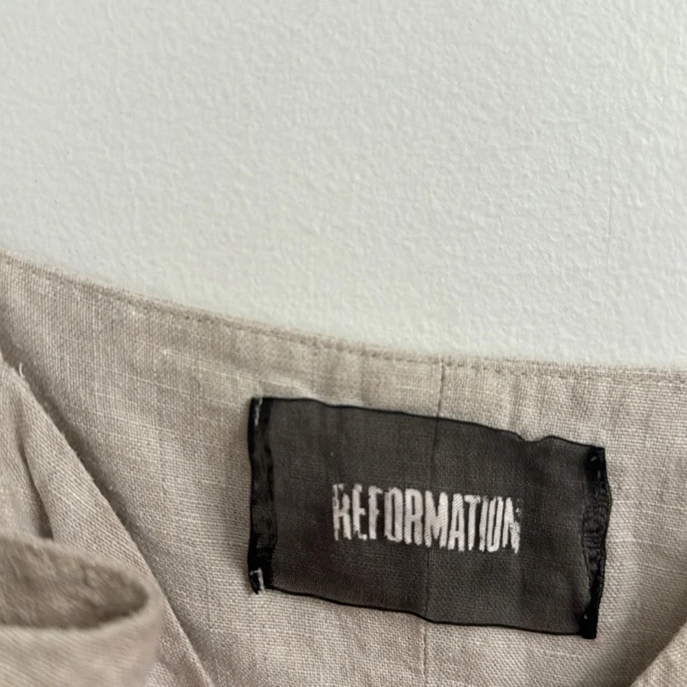 Reformation Sand Beige Torta Linen Jumpsuit Sz S